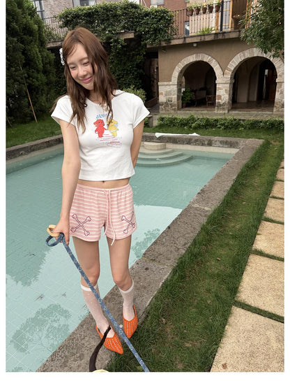 sancco house Dog Letter Print Round Neck Short Sleeve Women&