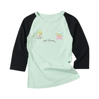 sancco_house_Dog_Print_Colorblock_Raglan_Three_Quarter_Sleeve_Slim_Fit_Women&