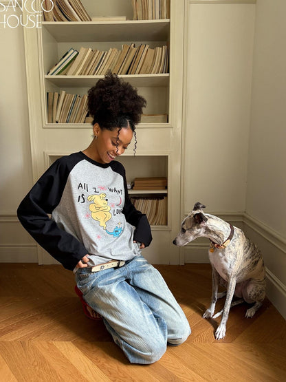 sancco house Dog Print Raglan Women&
