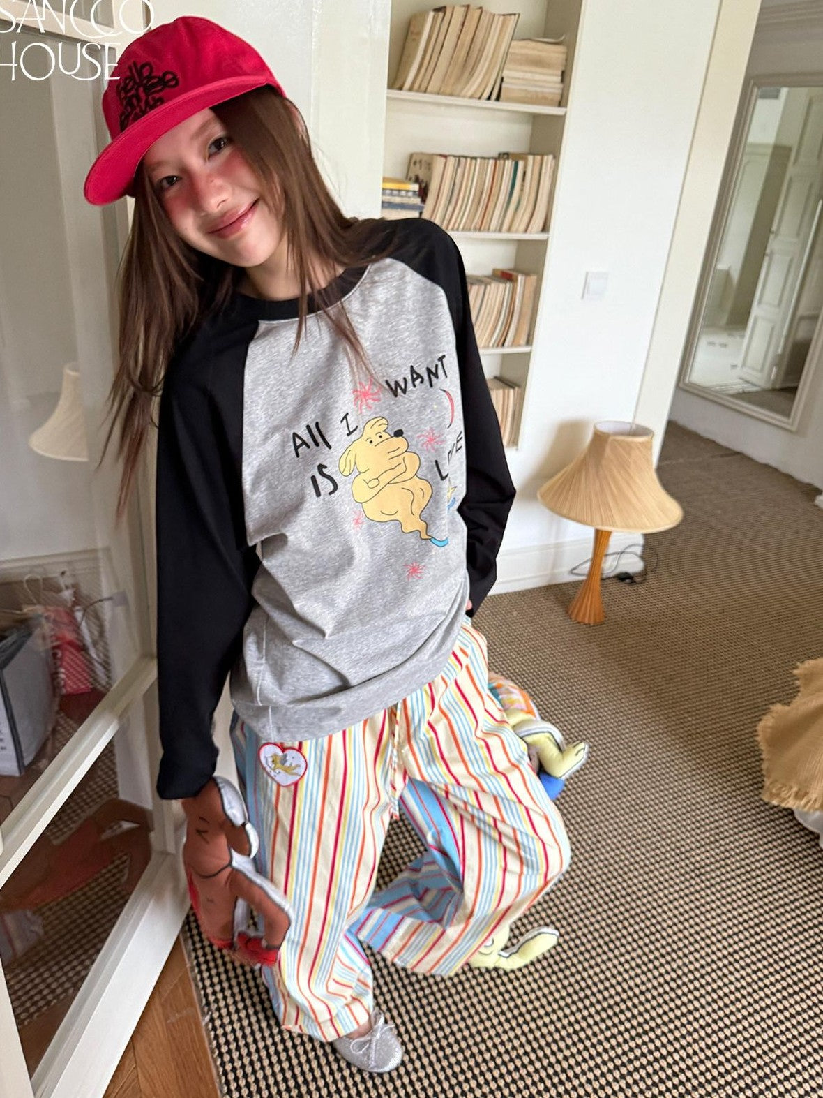 sancco house Dog Print Raglan Women&