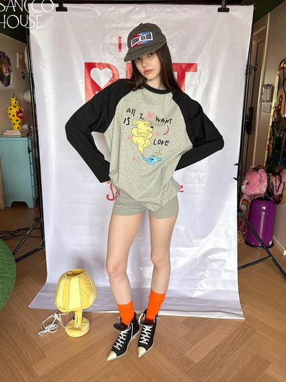 sancco house Dog Print Raglan Women&