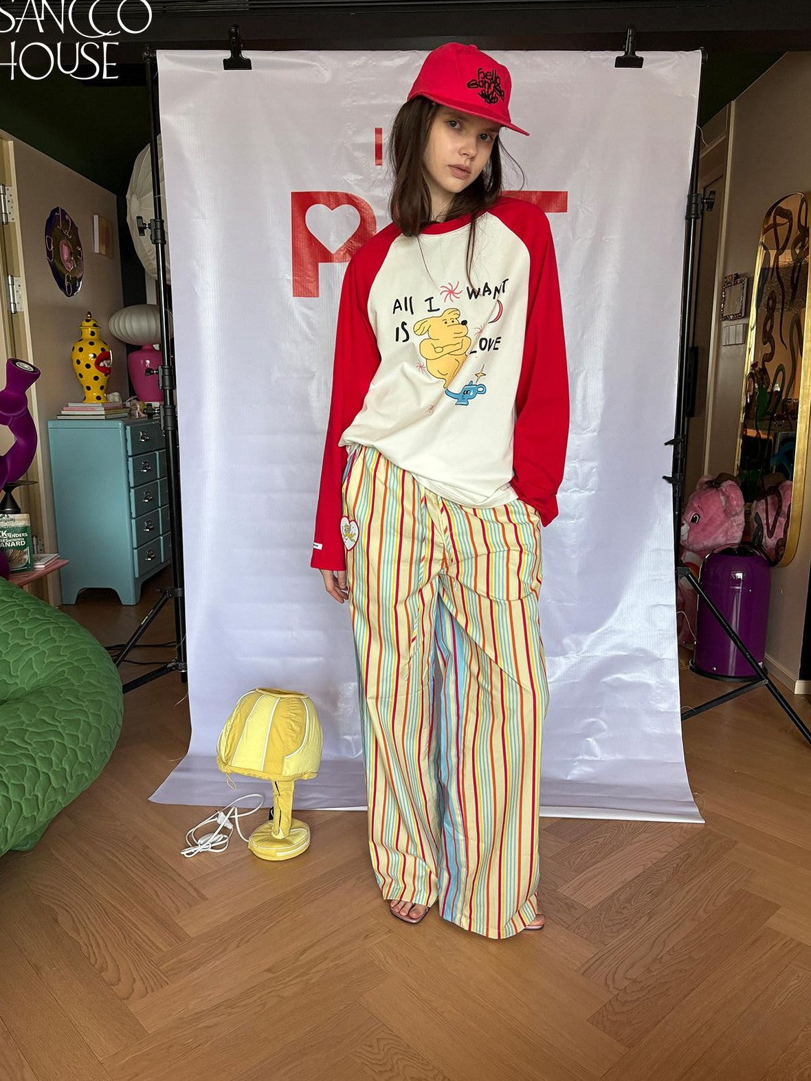 sancco house Dog Print Raglan Women&