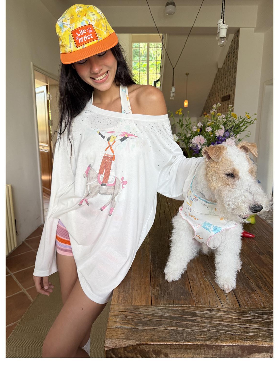 sancco house Embroidered Graffiti Matching Pet Women&