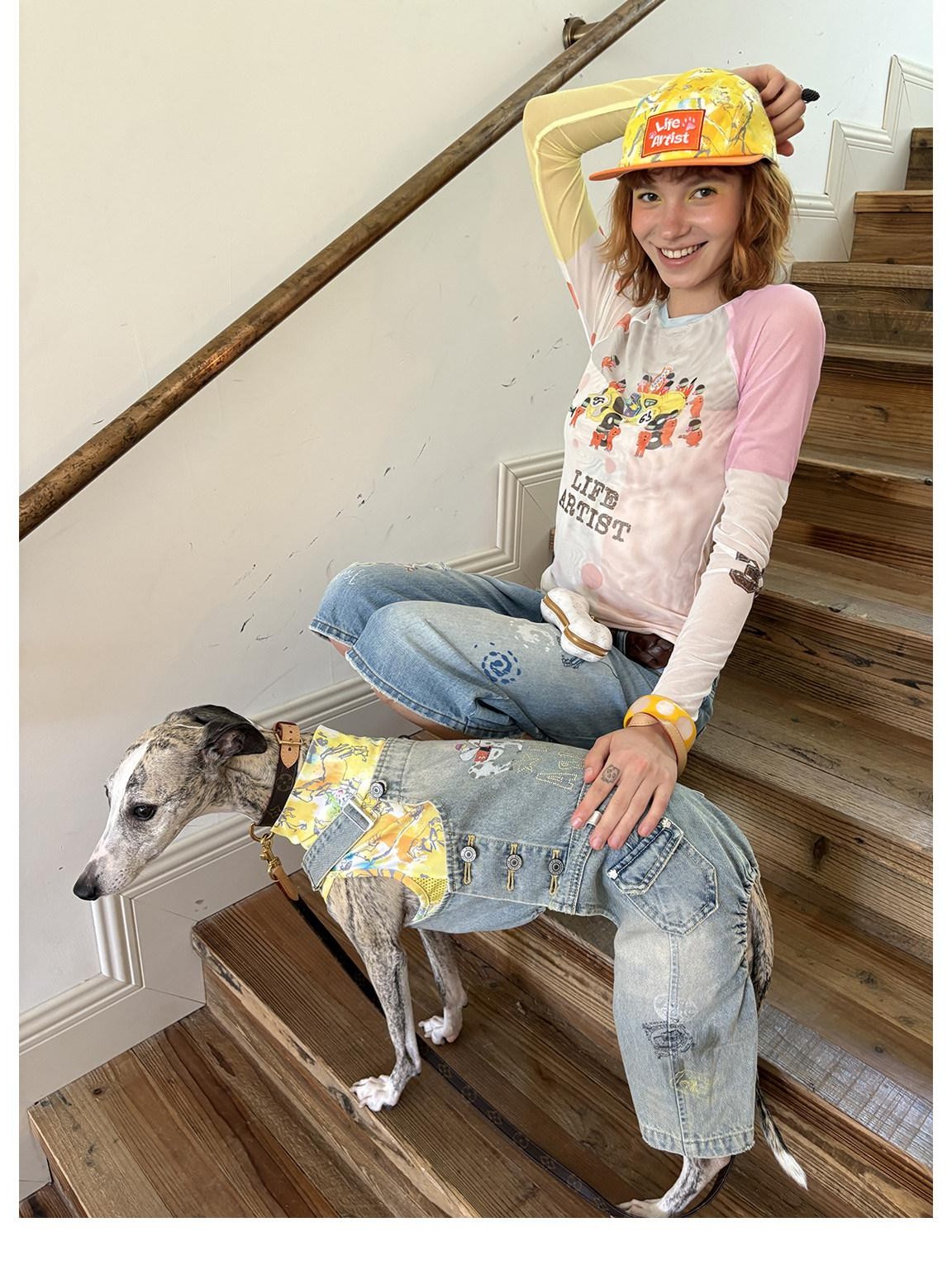 sancco house Embroidered Graffiti Matching Pet Women&