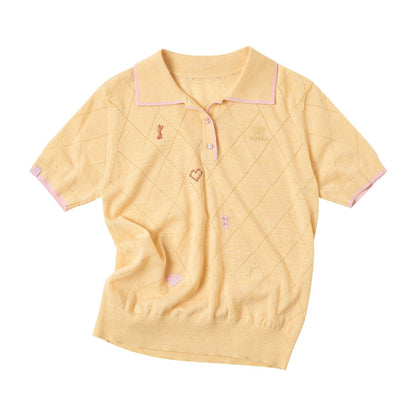 sancco_house_Embroidered_Knit_Short_Sleeve_Loose_Fit_Women&