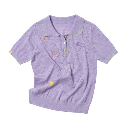 sancco_house_Embroidered_Knit_Short_Sleeve_Loose_Fit_Women&