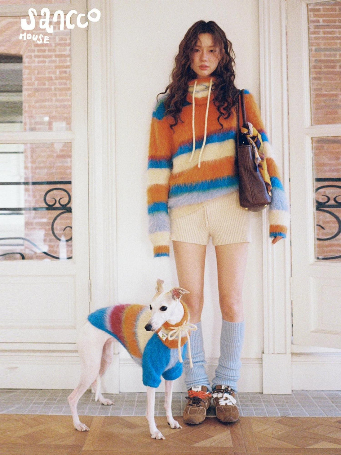 sancco house Fluffy Cloudlike Striped Knit Women&