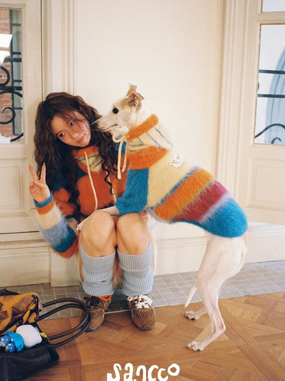 sancco house Fluffy Cloudlike Striped Knit Women&