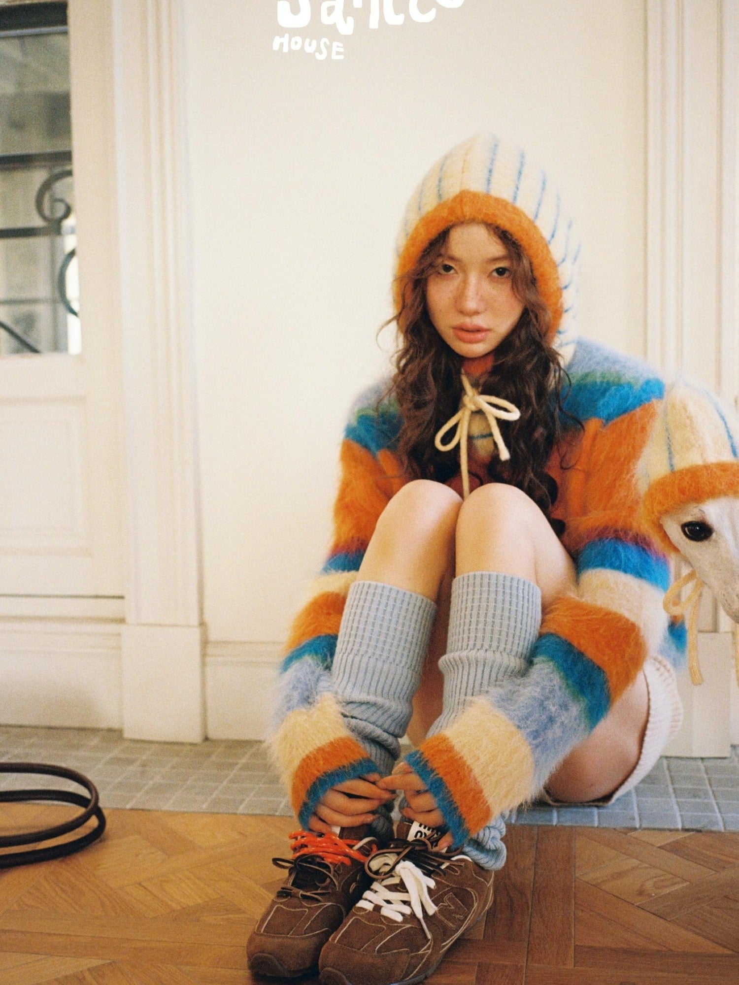 sancco house Fluffy Cloudlike Striped Knit Women&
