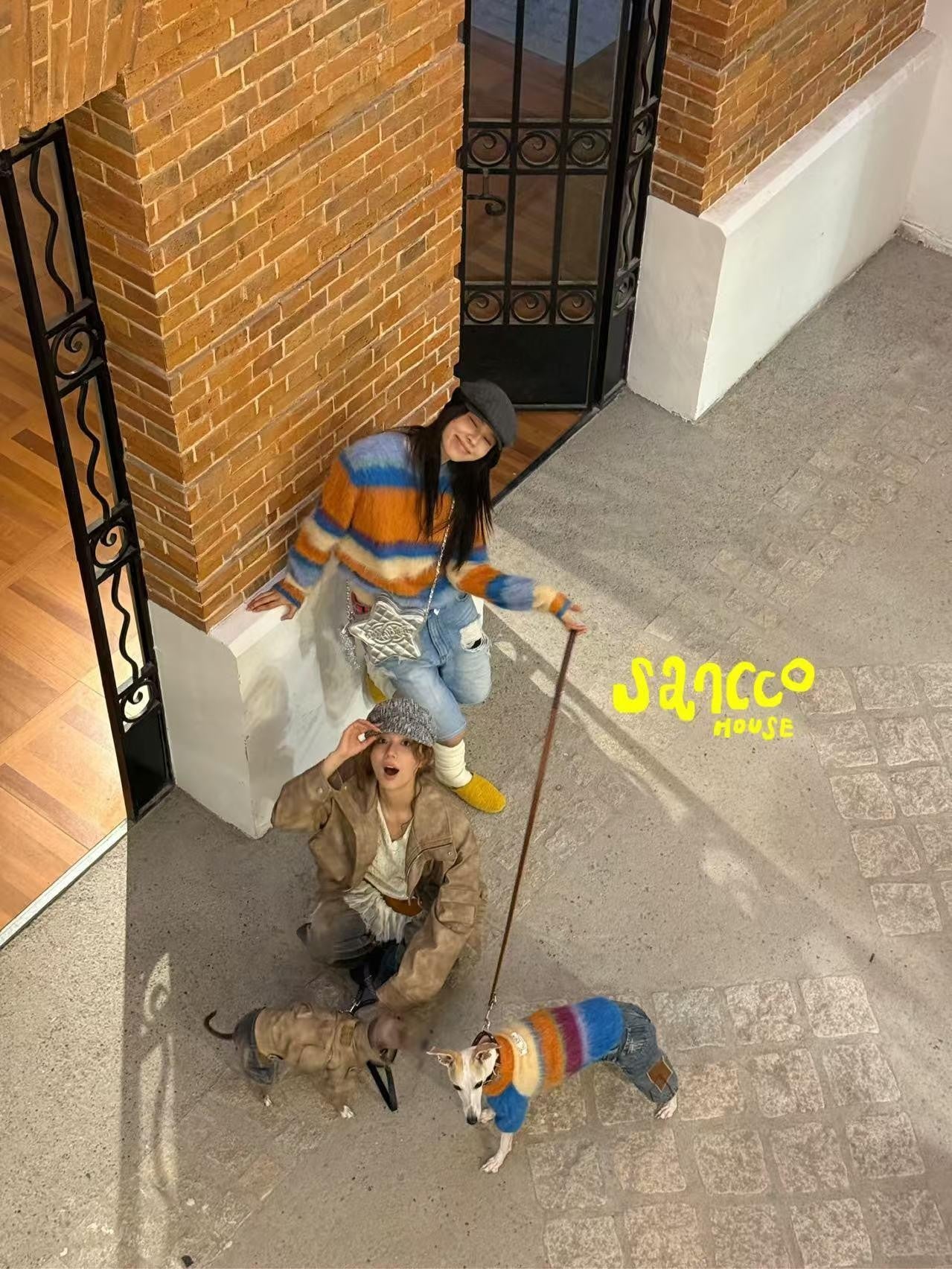 sancco house Fluffy Striped Oversized Knit Women&