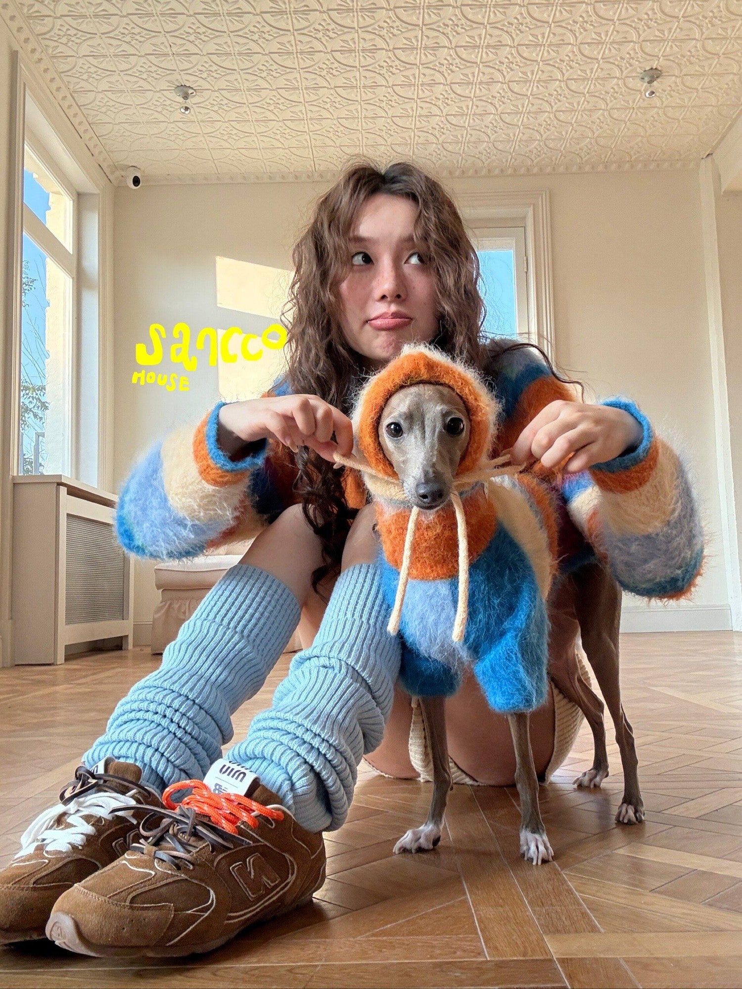 sancco house Fluffy Striped Oversized Knit Women&