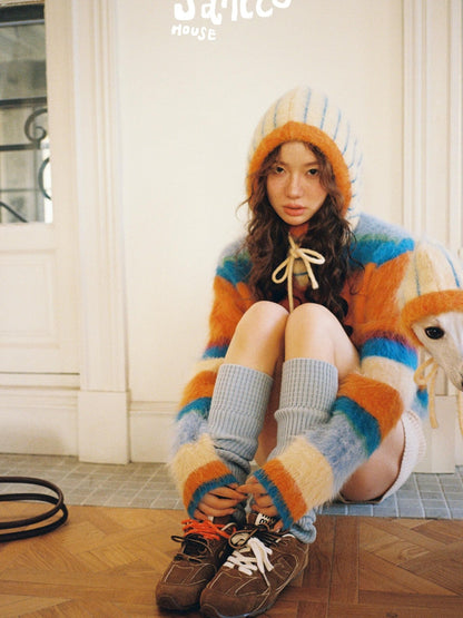 sancco house Fluffy Striped Oversized Knit Women&