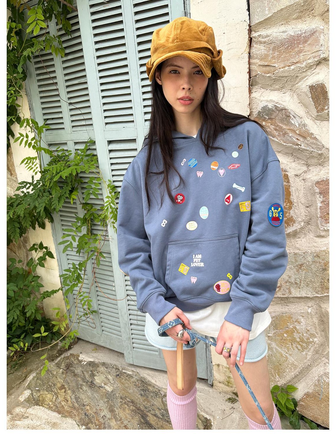 sancco house Fun Sticker Print 3d Embroidery Loose Fit Cotton Women&