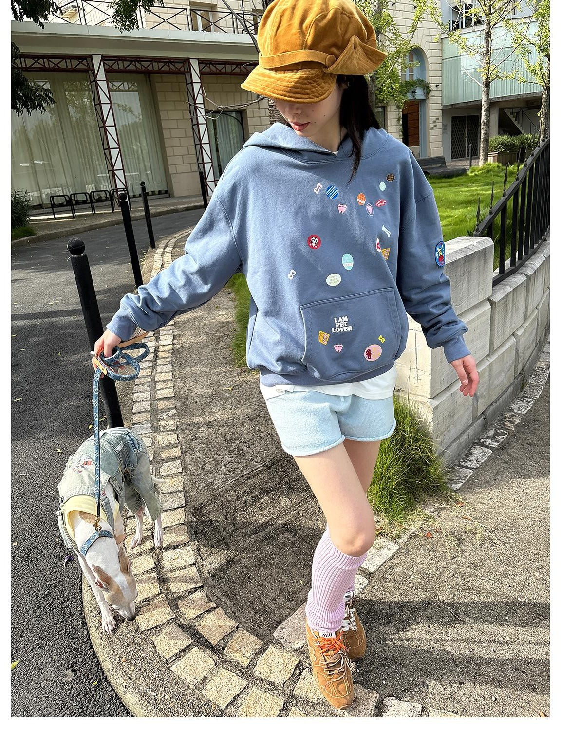 sancco house Fun Sticker Print 3d Embroidery Loose Fit Cotton Women&