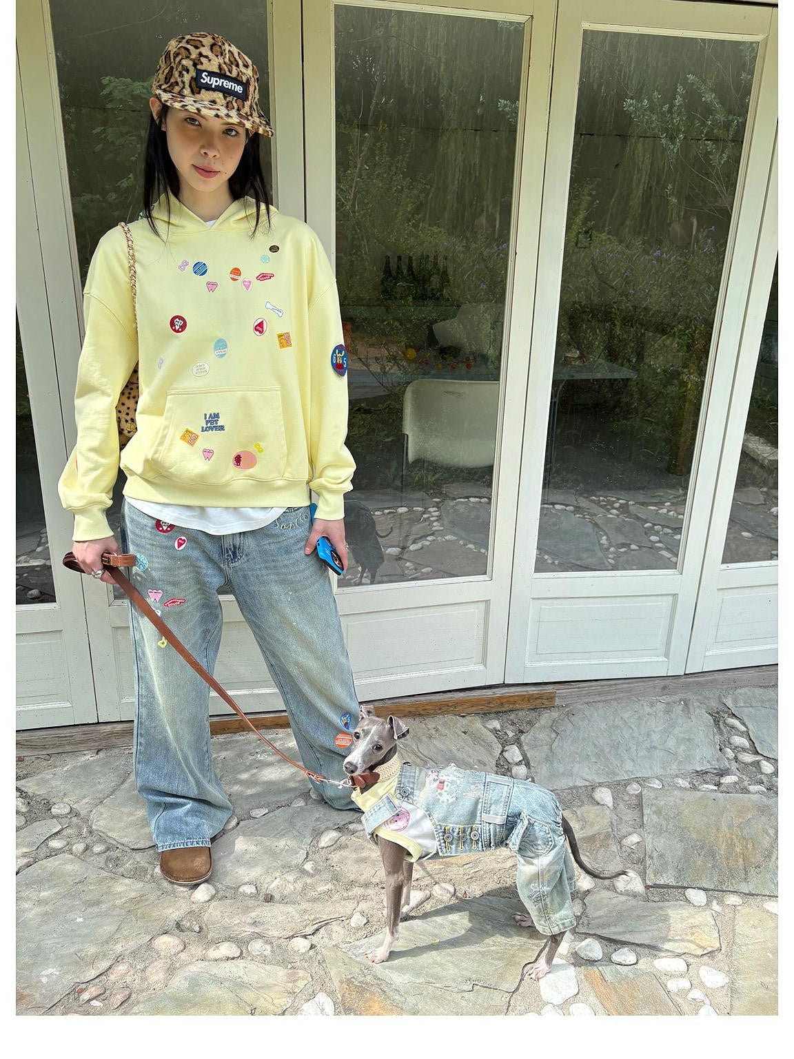 sancco house Fun Sticker Print 3d Embroidery Loose Fit Cotton Women&