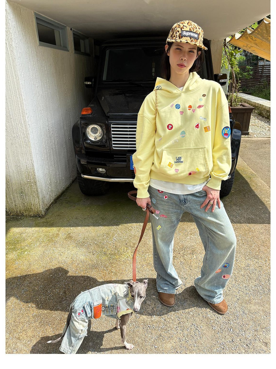 sancco house Fun Sticker Print 3d Embroidery Loose Fit Cotton Women&