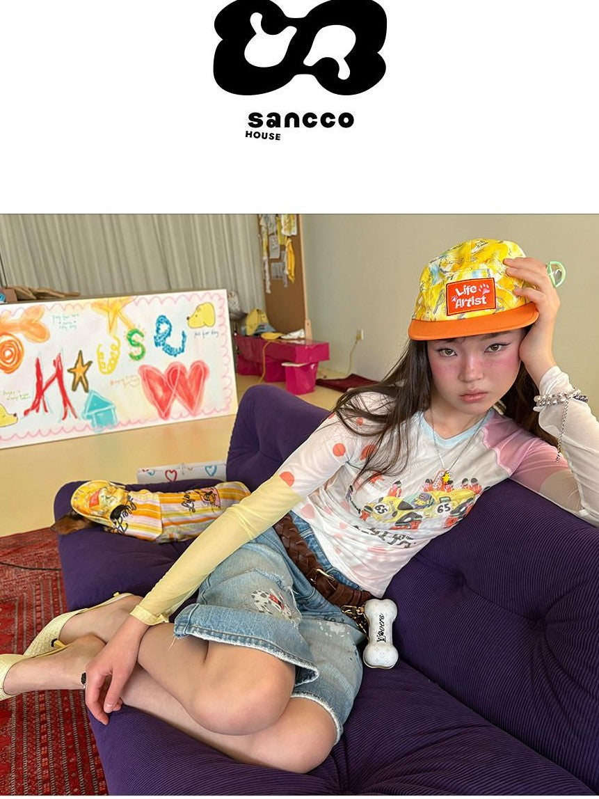 sancco house Graffiti Embroidered Letter Pet Matching Women&