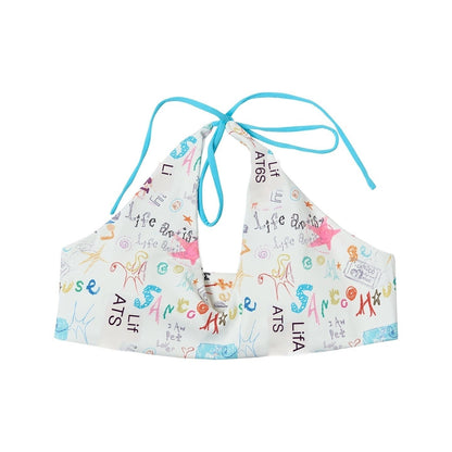 sancco_house_Graffiti_Print_Halter_Tie_V-neck_Cropped_Fitted_Women&