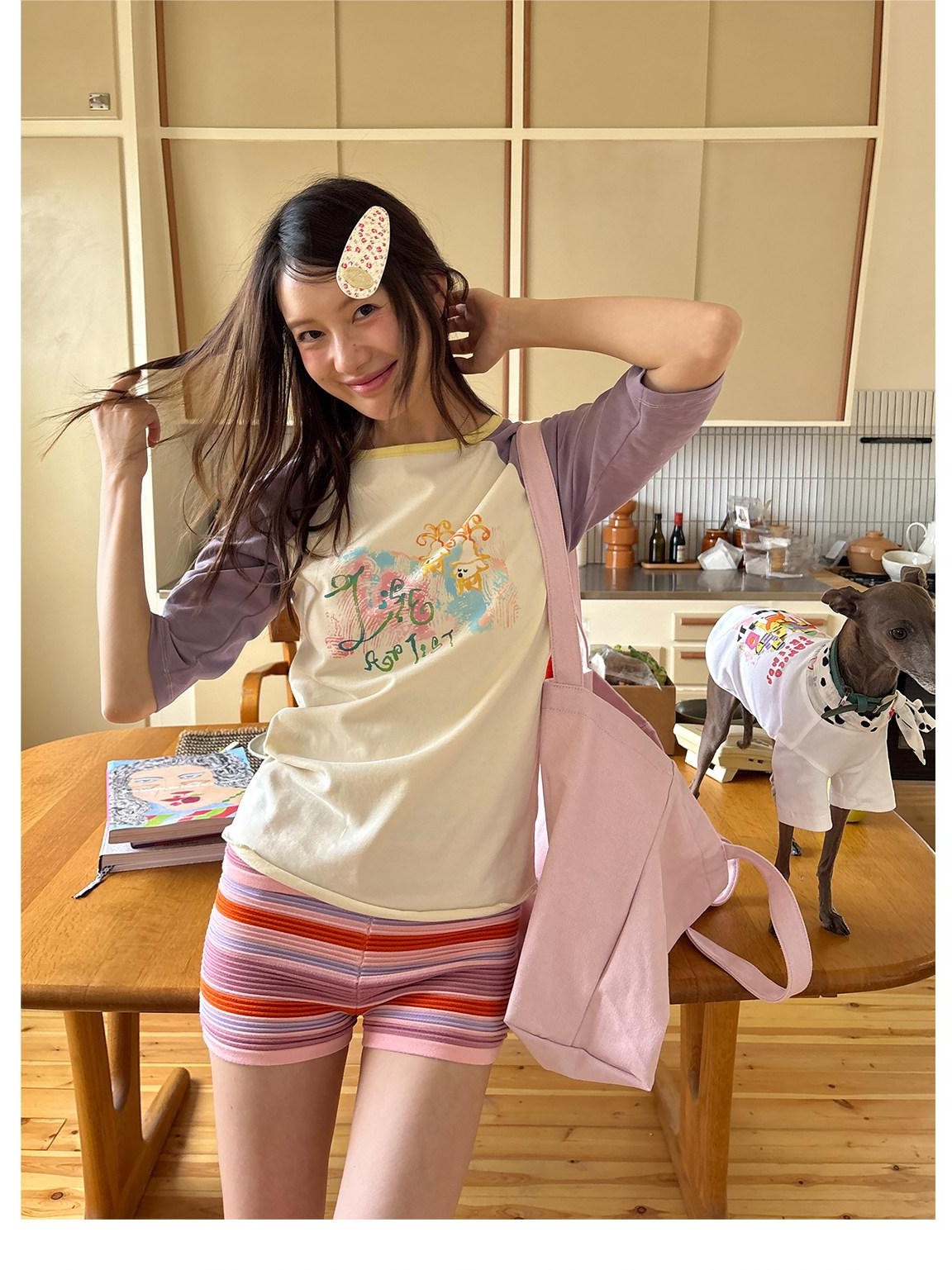 sancco house Graffiti Print Raglan Crewneck Women&