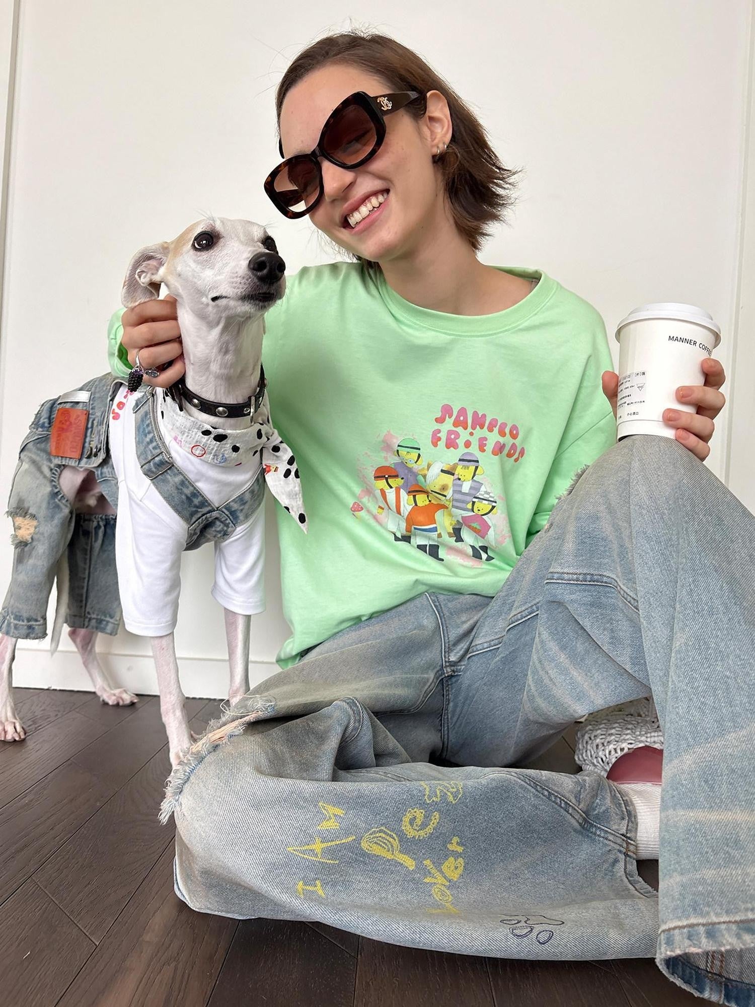 sancco house Green Printed Crewneck Loose Casual Women&