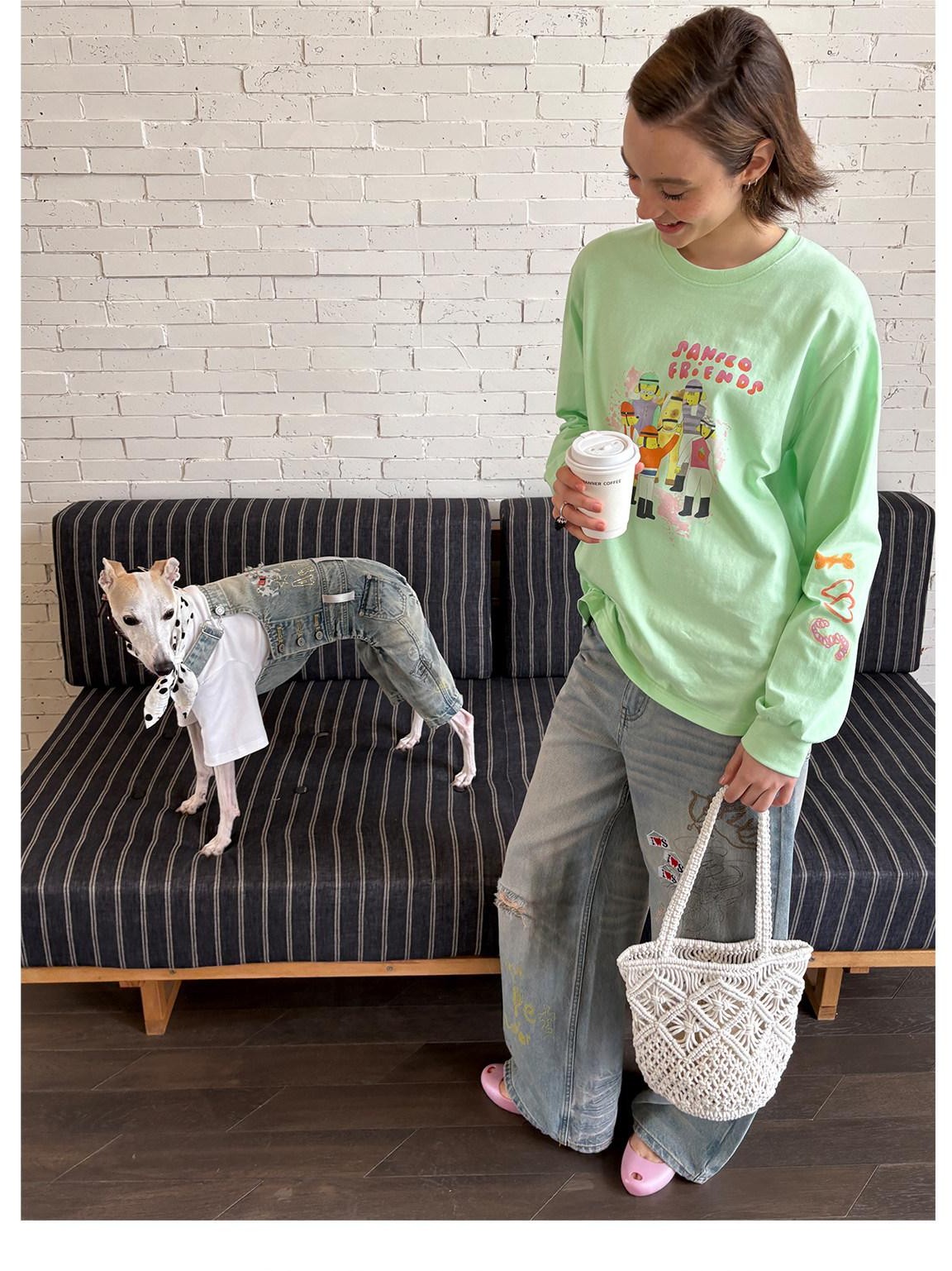 sancco house Green Printed Round Neck Loose Women&