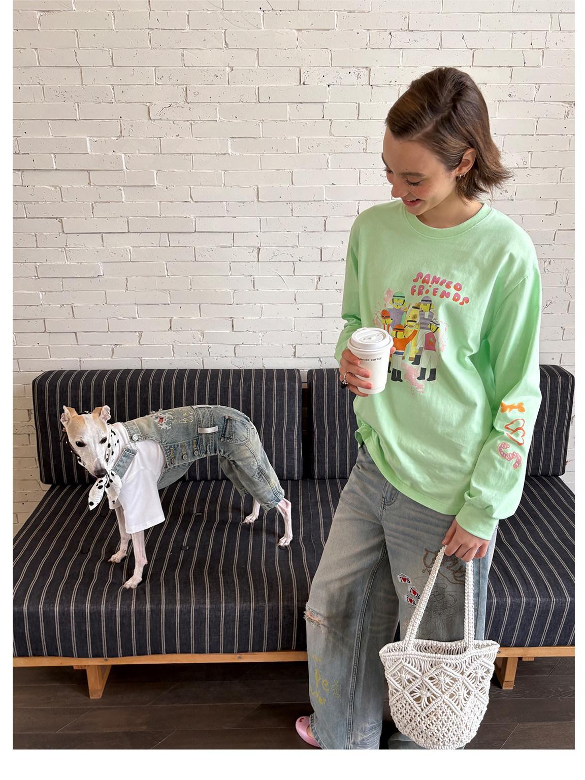 sancco house Green Printed Round Neck Loose Women&