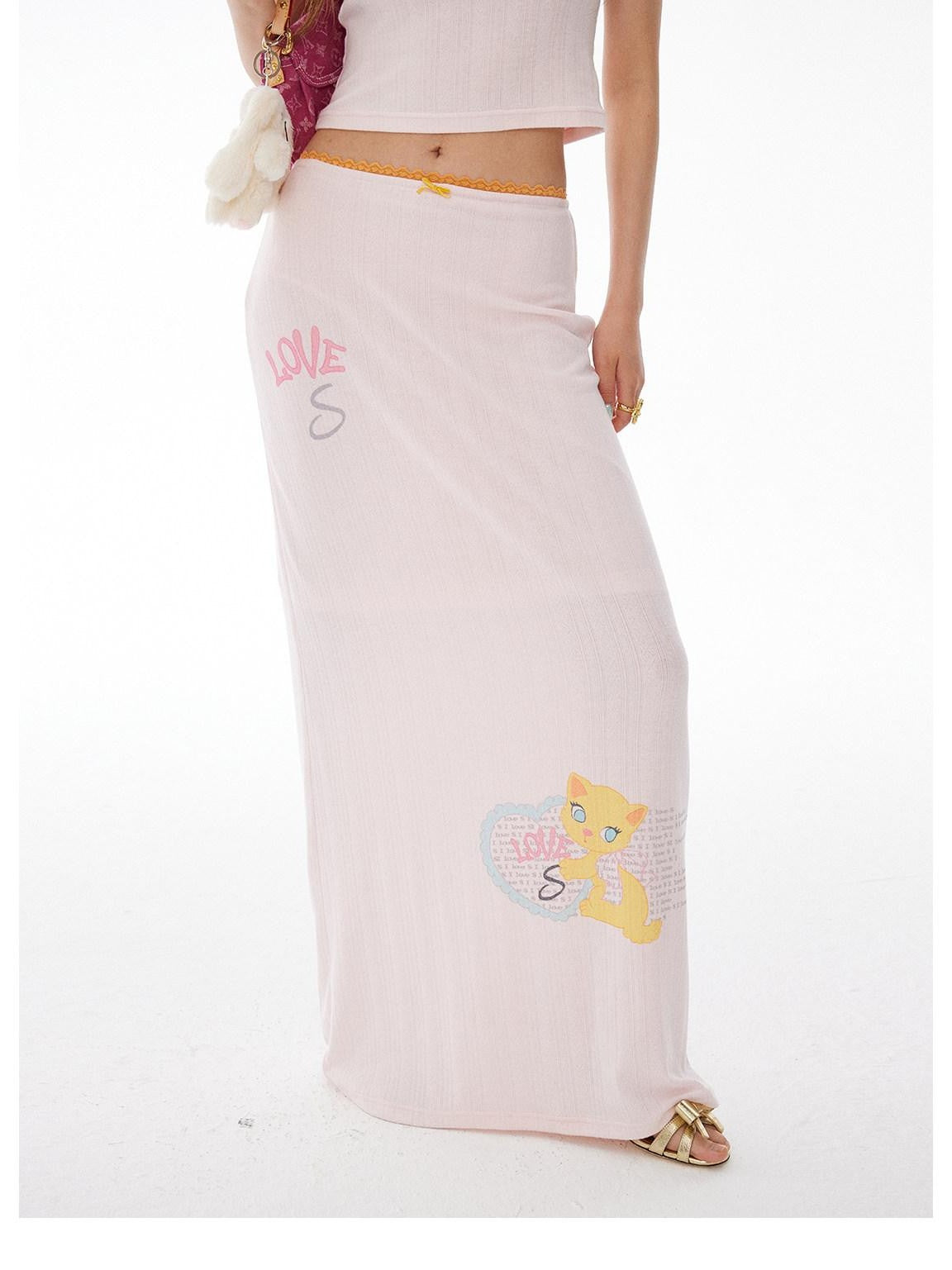 sancco house Heart Kitten Print Lace Trim High Waist Women&