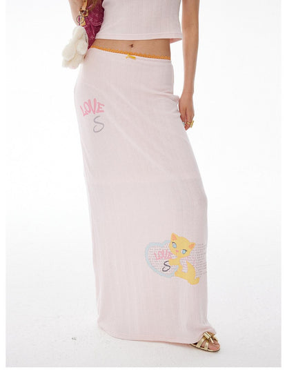 sancco house Heart Kitten Print Lace Trim High Waist Women&