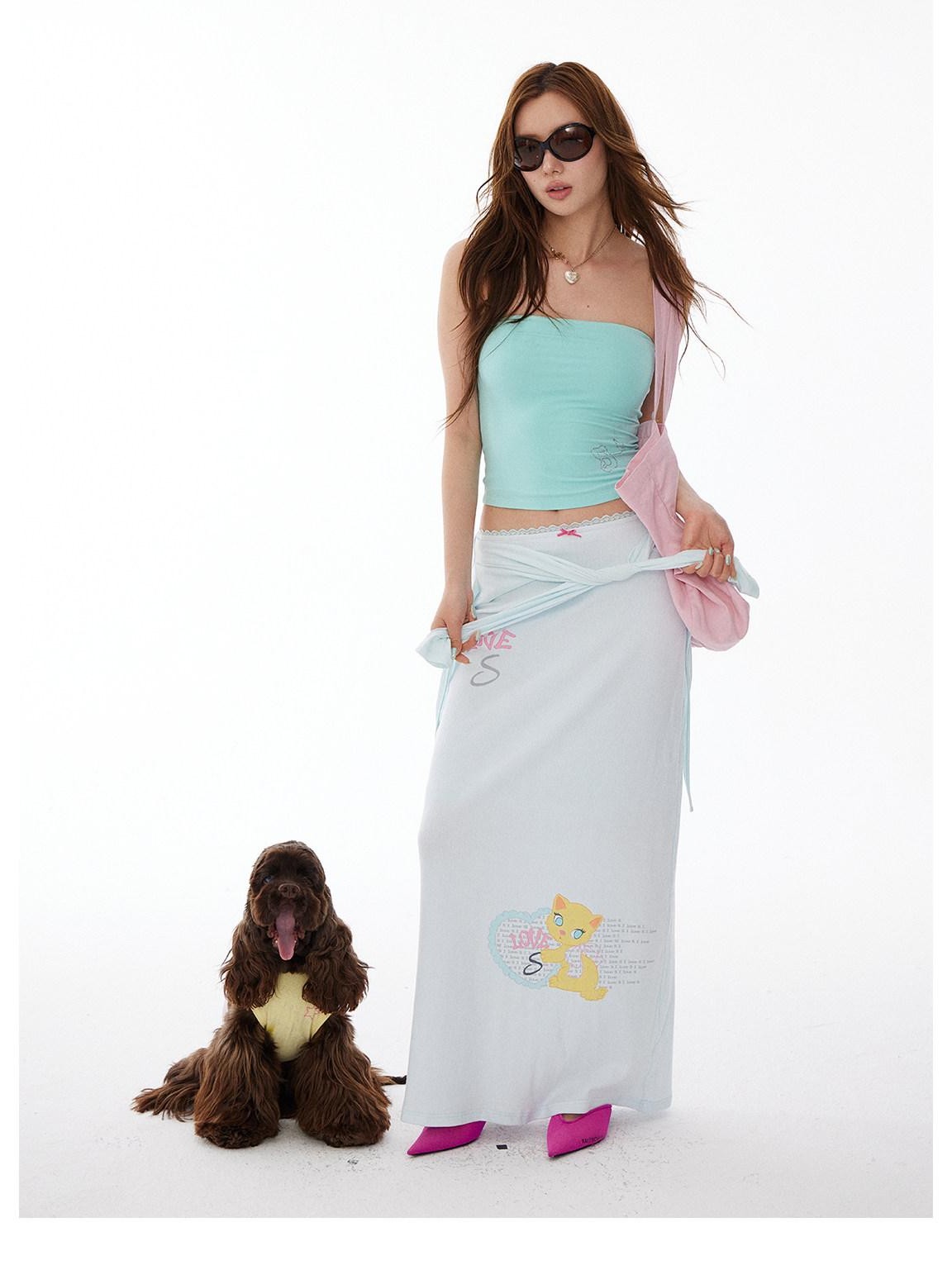 sancco house Heart Kitten Print Lace Trim High Waist Women&