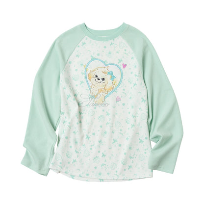 sancco_house_Heart_Puppy_Print_Floral_Splice_Raglan_Long_Sleeve_Women&