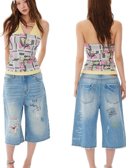sancco house Illustrated Colorblock Adjustable High Stretch Women&
