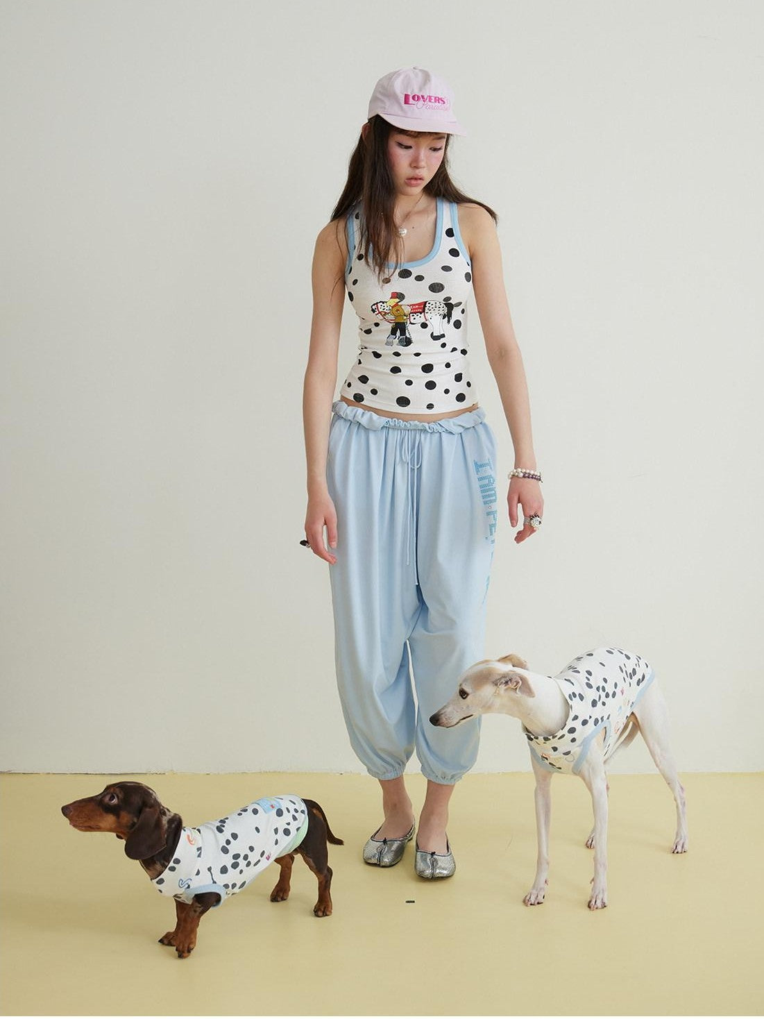 sancco house Knight Puppy Polka Dot Print Racerback Women&