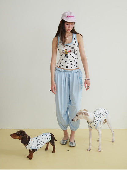 sancco house Knight Puppy Polka Dot Print Racerback Women&