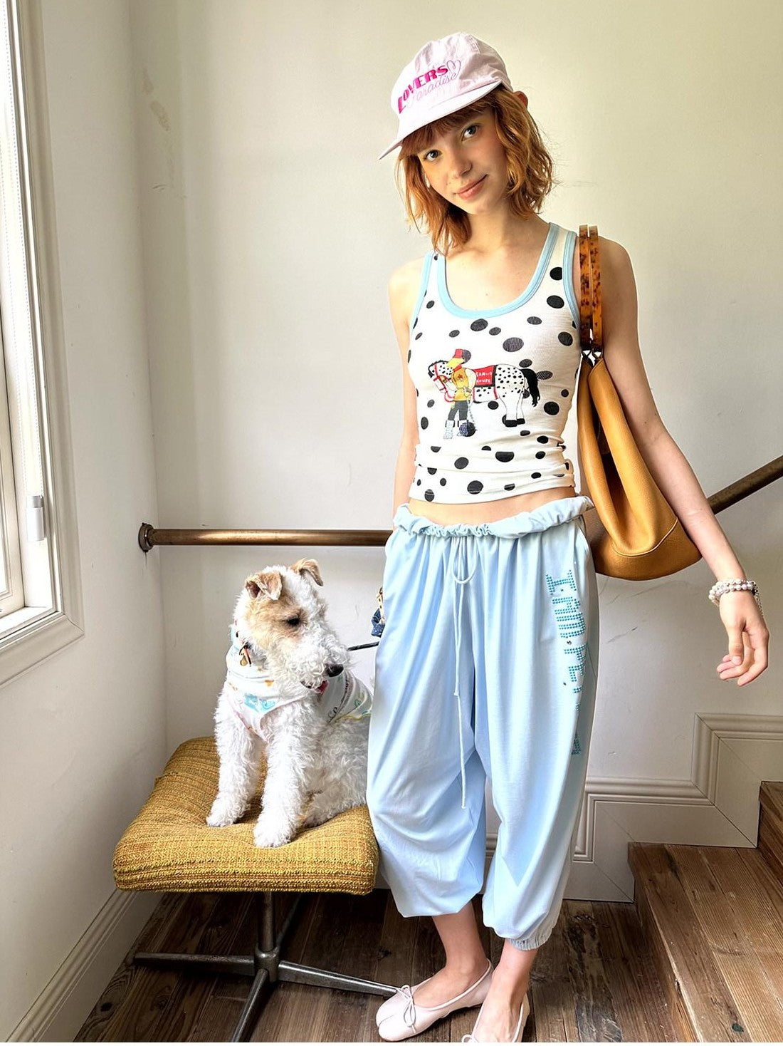 sancco house Knight Puppy Polka Dot Print Racerback Women&
