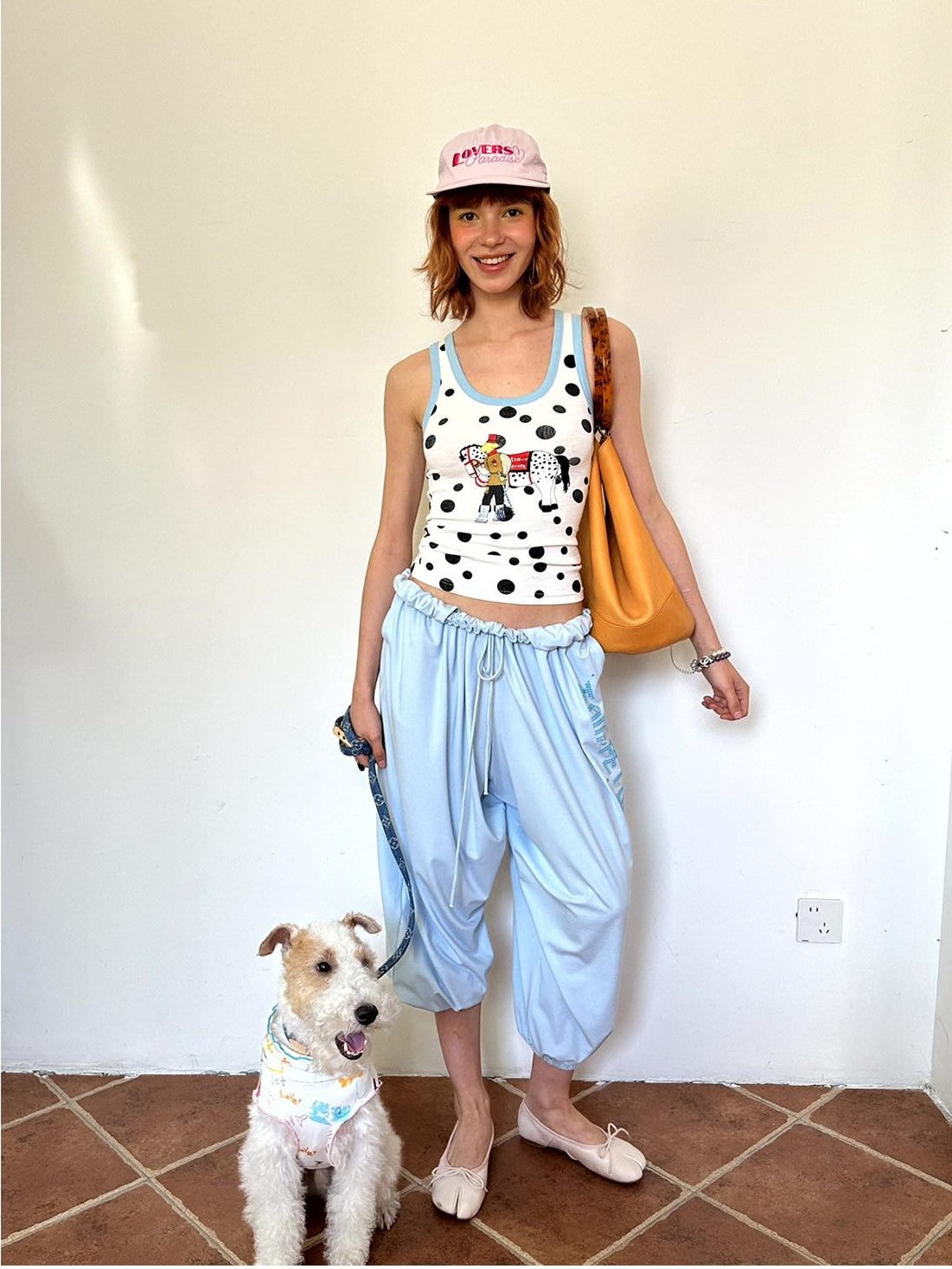 sancco house Knight Puppy Polka Dot Print Racerback Women&