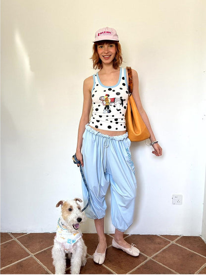 sancco house Knight Puppy Polka Dot Print Racerback Women&