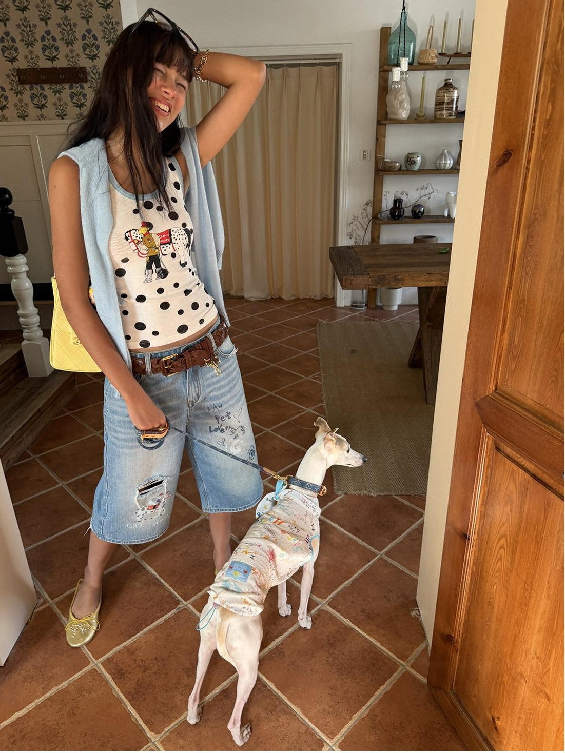 sancco house Knight Puppy Polka Dot Print Racerback Women&