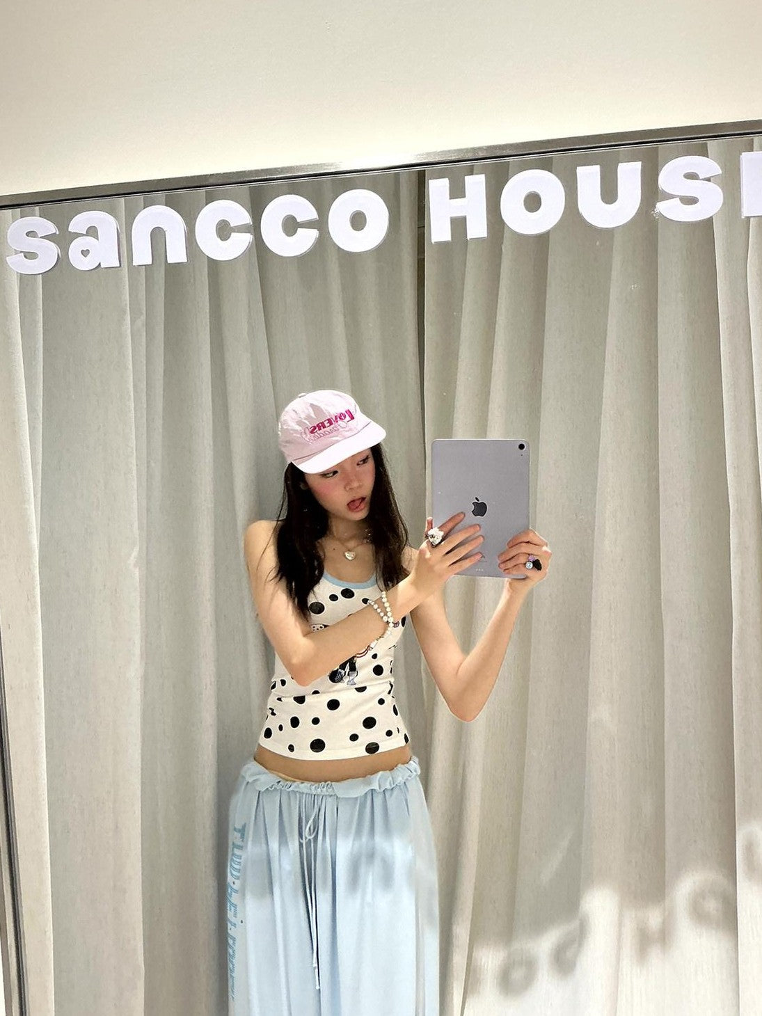 sancco house Knight Puppy Polka Dot Print Racerback Women&