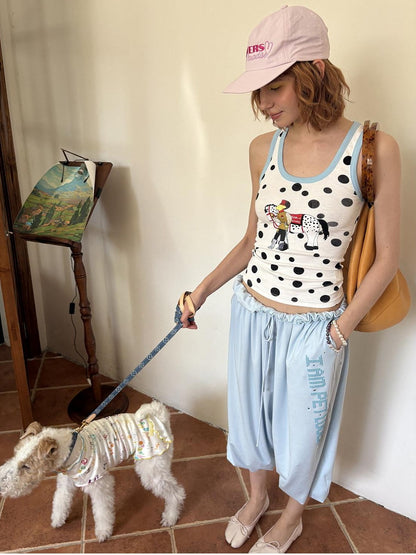 sancco house Knight Puppy Polka Dot Print Racerback Women&
