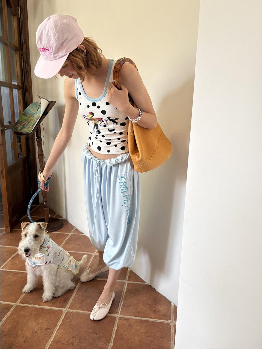 sancco house Knight Puppy Polka Dot Print Racerback Women&