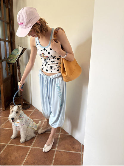 sancco house Knight Puppy Polka Dot Print Racerback Women&