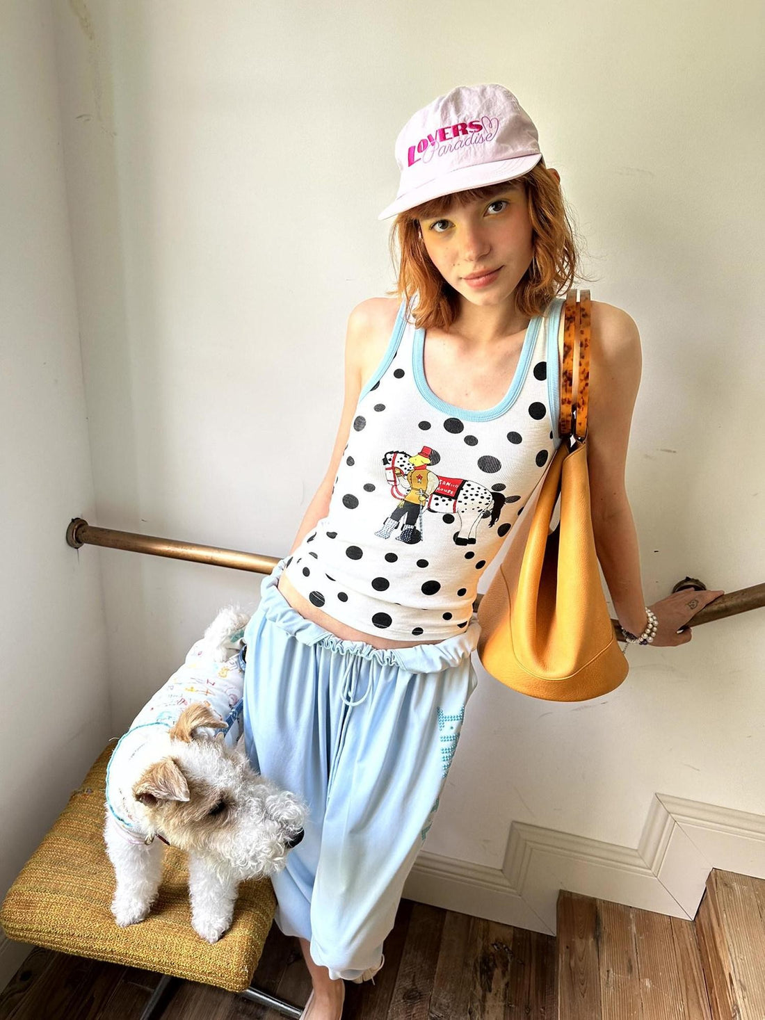 sancco house Knight Puppy Polka Dot Print Racerback Women&