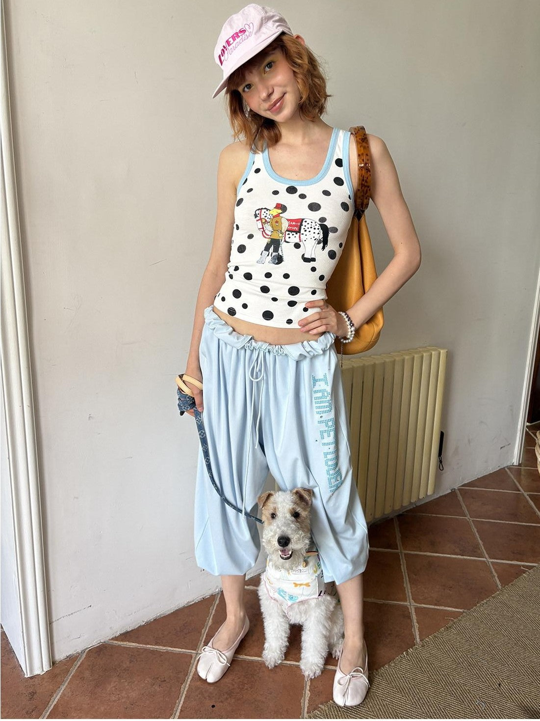 sancco house Knight Puppy Polka Dot Print Racerback Women&