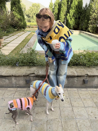 sancco house Matching Pet Colorblock Letter Jacquard Women&