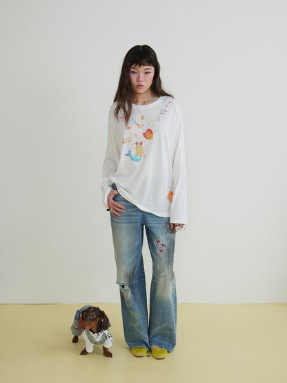 sancco house Mermaid Puppy Sequin Embroidery Women&
