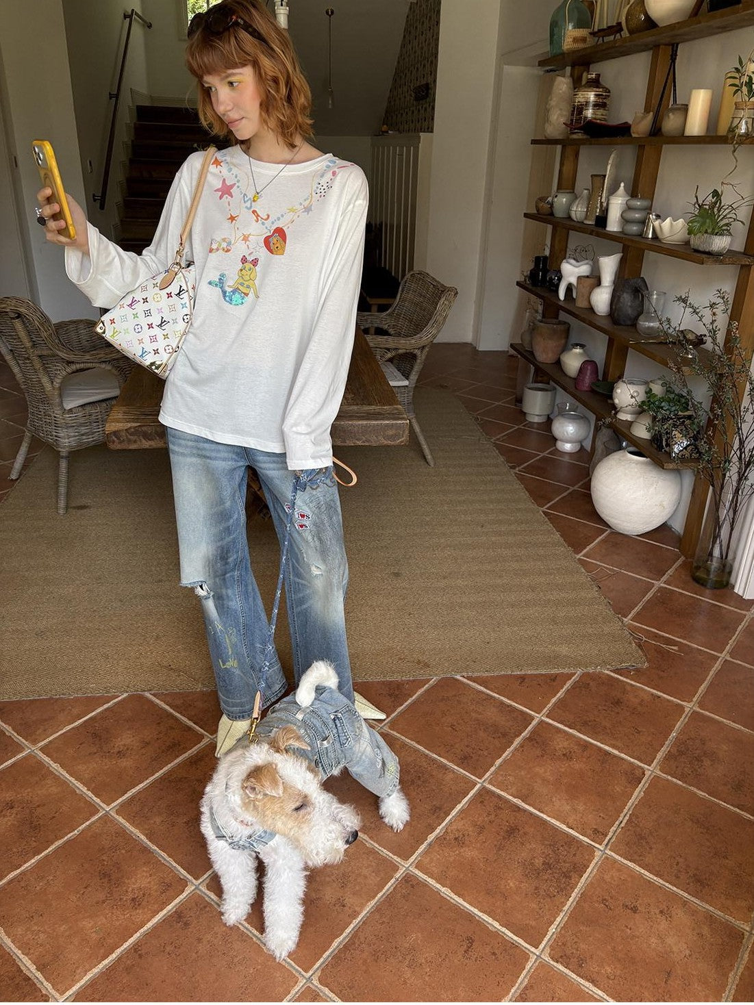 sancco house Mermaid Puppy Sequin Embroidery Women&
