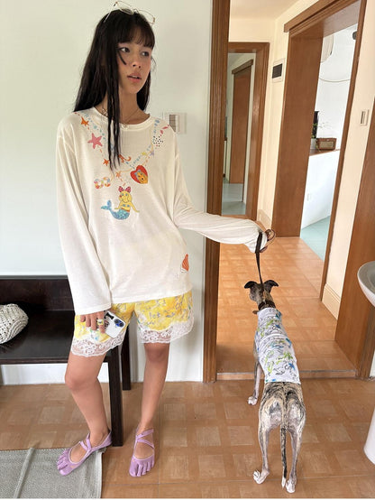 sancco house Mermaid Puppy Sequin Embroidery Women&
