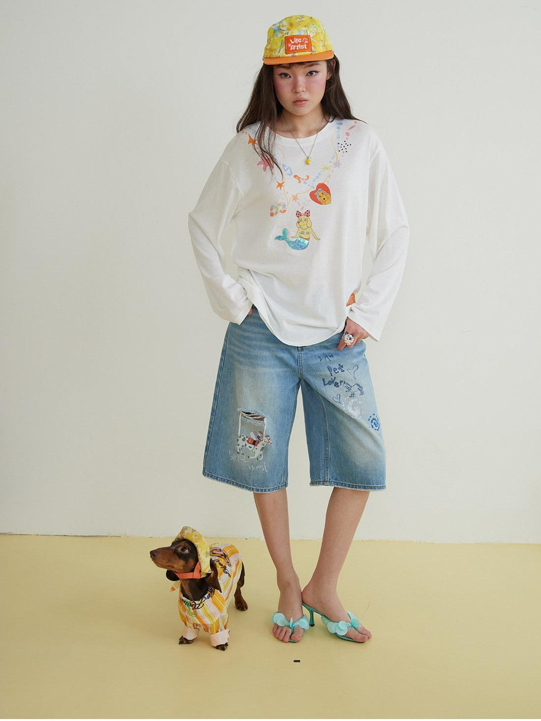 sancco house Mermaid Puppy Sequin Embroidery Women&