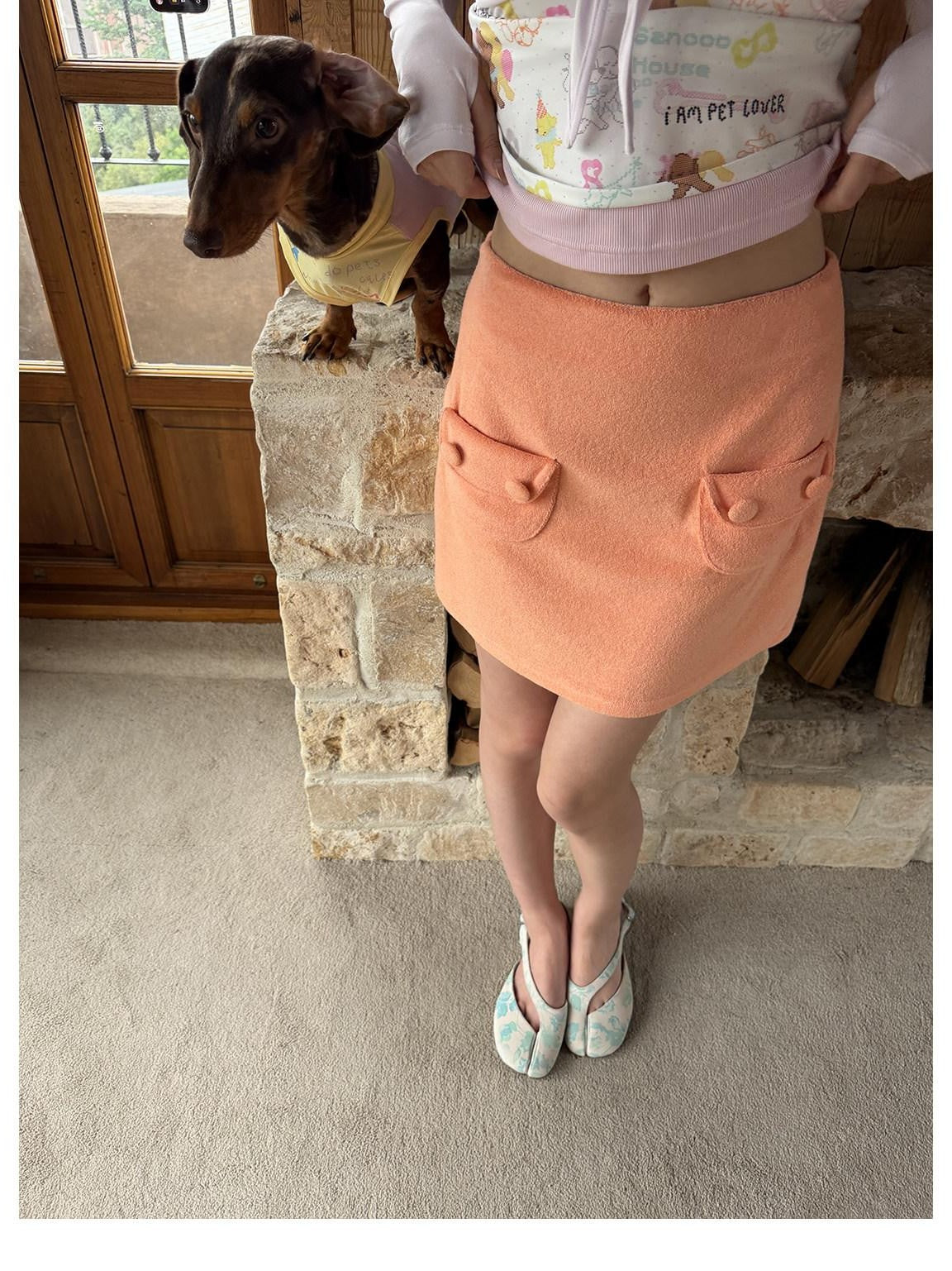 sancco house Mint Green Lightweight Terry Pocket A Line Women&