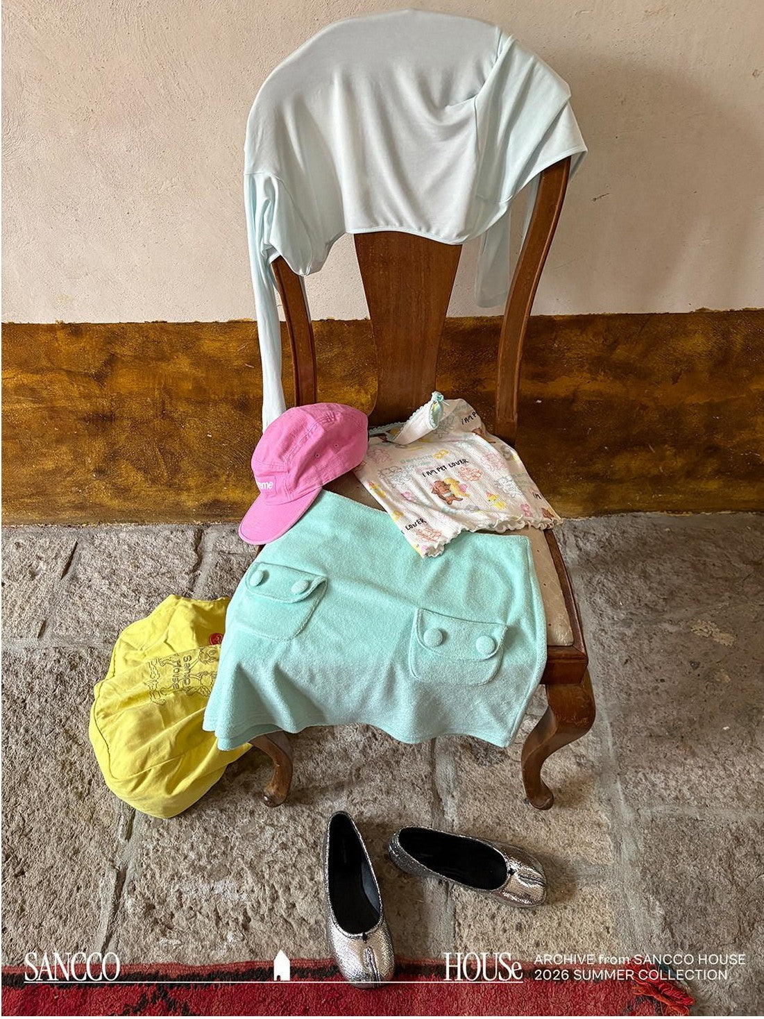 sancco house Mint Green Pocket A Line Terry Cloth Women&